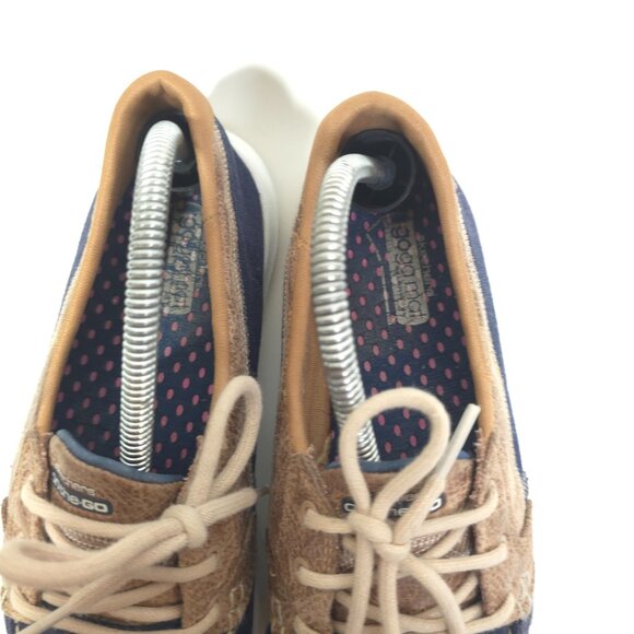 Skechers Relaxed Fit Women's Breathe Easy Fortune Knit Boat Shoes Navy Tan 8.5 - Picture 8 of 10